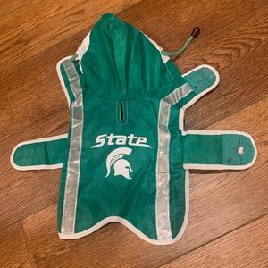 Dog rain coat Michigan State Spartan logo xs